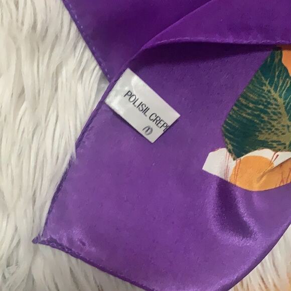 POLISIL CREPE 100% POLYESTER VIBRANT FLORAL COLOR SCARF - Picture 4 of 5